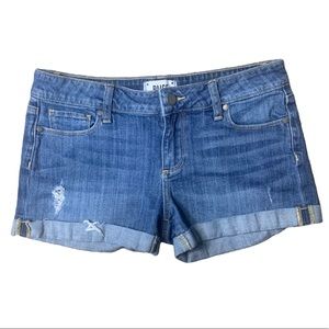 Paige lightly distressed denim jean shorts 27